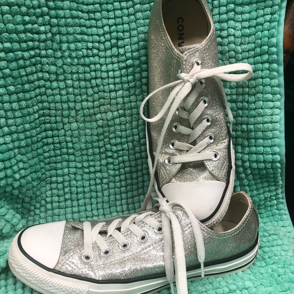 Converse Silver Glitter Low-Top Sneakers - White Accents